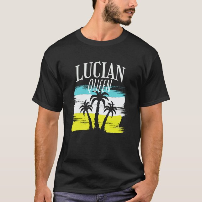 Lucian queen St Lucia IndependenceLucian Independe T Shirt (Framsida)