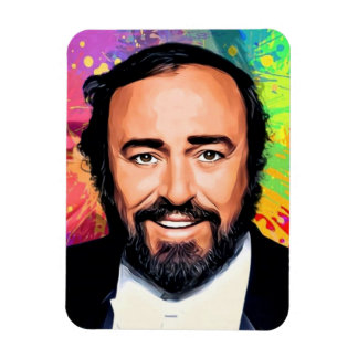 Luciano Pavarotti Färgad Porträtt Magnet