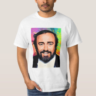 Luciano Pavarotti Färgad Porträtt T Shirt