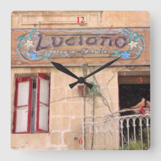 Lucianos Pizza Fyrkantig Klocka