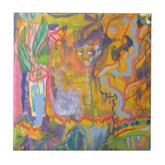 Lucid Dreamer Rosa Rainbow Abstrakt Painting Art Kakelplatta