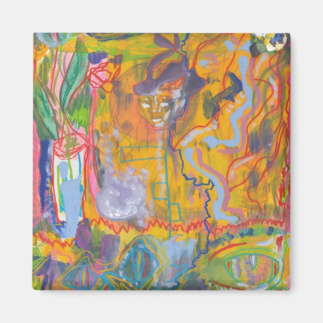 Lucid Dreamer Rosa Rainbow Abstrakt Painting Art T Magnet (Framsidan)