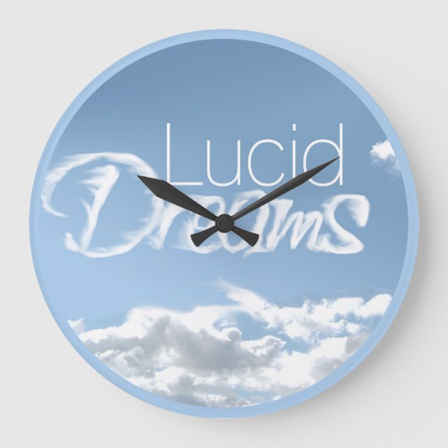Lucid Dreams Clouds Round Wall Clock Stor Klocka (Framsida)