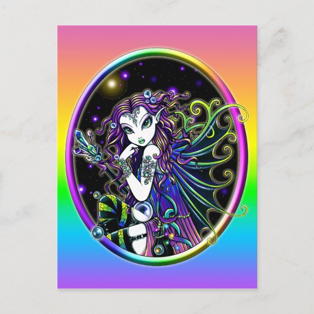 ’Lucidia’ Celestial Crystal Rainbow Fairy Postcard Vykort (Framsida)