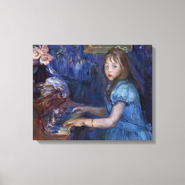 Lucie Leon spelar piano (av Berthe Morisot) Canvastryck (Framsida)