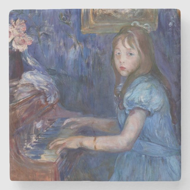 Lucie Leon spelar Piano (av Berthe Morisot) Stenunderlägg (Framsidan)