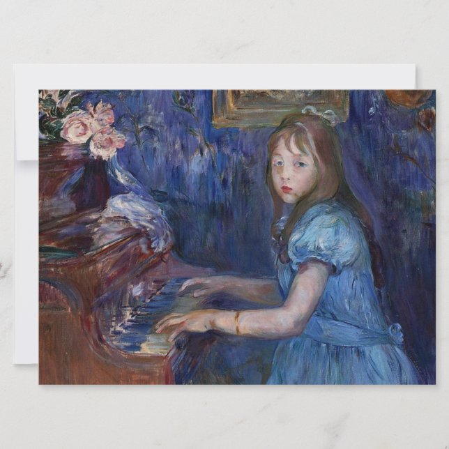 Lucie Leon vid Piano (av Berthe Morisot) Kort (Framsida)