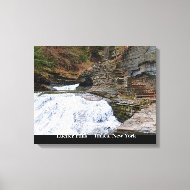LUCIFER FALLS ITHACA NEW YORK-KANVASTRYCKET CANVASTRYCK (Framsida)