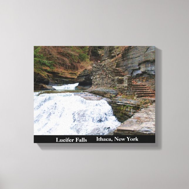 LUCIFER FALLS ITHACA NEW YORK-KANVASTRYCKET CANVASTRYCK (Framsida)