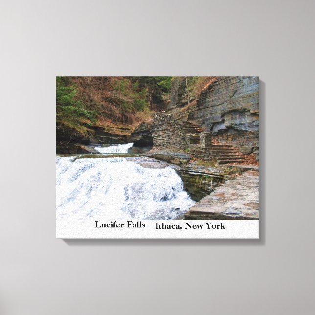 LUCIFER FALLS ITHACA NEW YORK-KANVASTRYCKET CANVASTRYCK (Framsida)