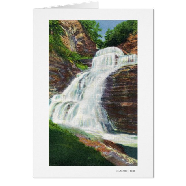 Lucifer Falls View in Robert H. Treman State Hälsningskort (Framsidan)