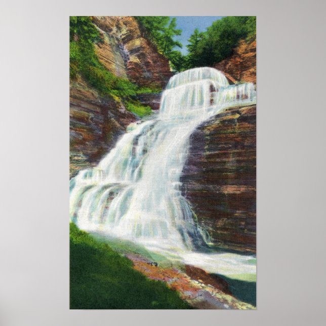 Lucifer Falls View in Robert H. Treman State Poster (Framsidan)