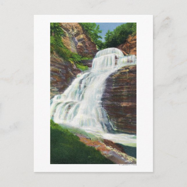 Lucifer Falls View in Robert H. Treman State Vykort (Framsida)