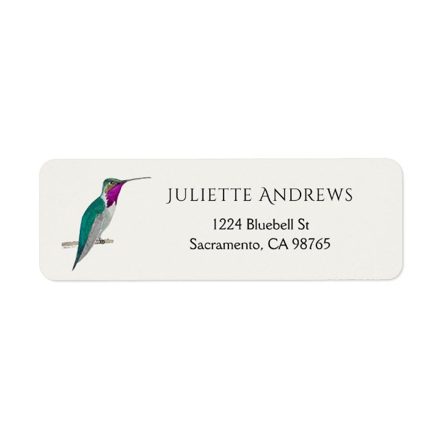 Lucifer Hummingbird Return Address Label Returadress Etikett (Framsidan)