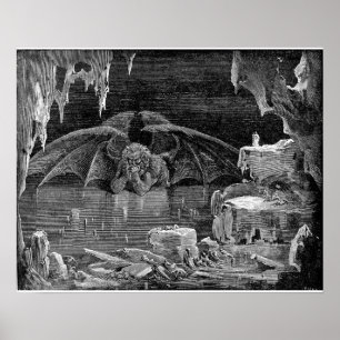 Lucifer Kung i helvetet av Gustave Doré Art Print Poster