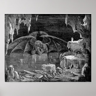 Lucifer Kung i helvetet av Gustave Doré Art Print Poster