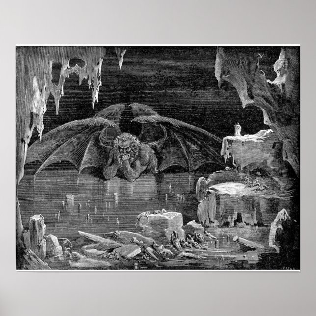 Lucifer Kung i helvetet av Gustave Doré Art Print Poster (Framsidan)