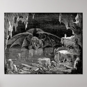Lucifer, Kung i helvetet av Paul Gustave Dore Poster