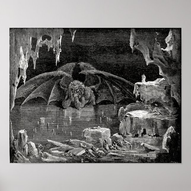 Lucifer, Kung i helvetet av Paul Gustave Dore Poster (Framsidan)