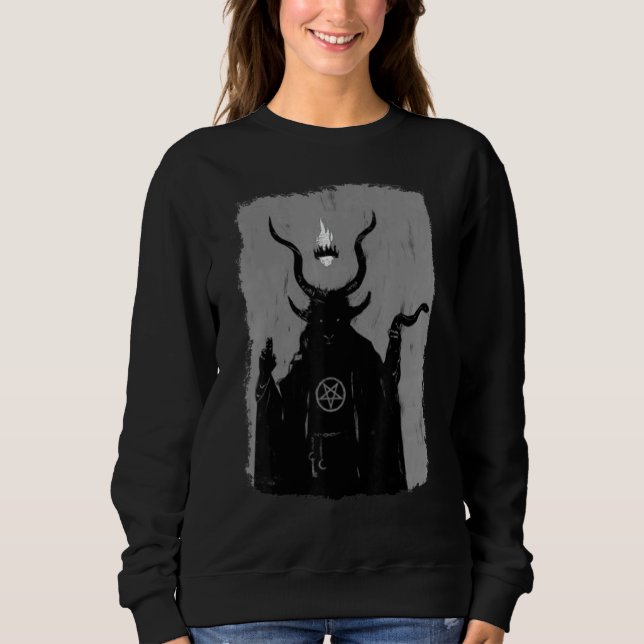 Lucifer Ljusbringare Satanisk Ockult Baphomet Get  T Shirt (Framsida)