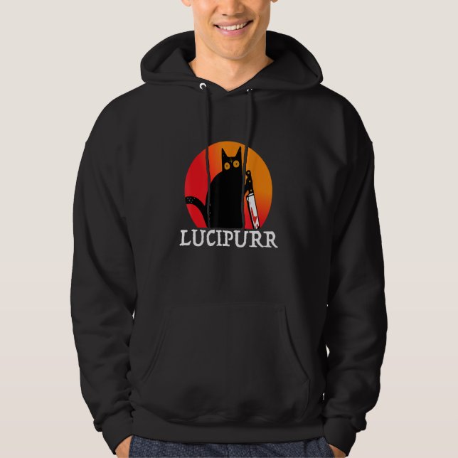 Lucifer Occult Satanic Cat Lucipurr Antichrist Bap Hoodie (Framsida)