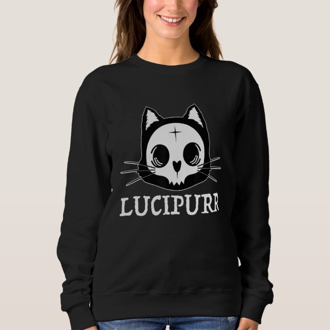 Lucifer Occult Satanic Cat Lucipurr Antichrist Bap T Shirt (Framsida)