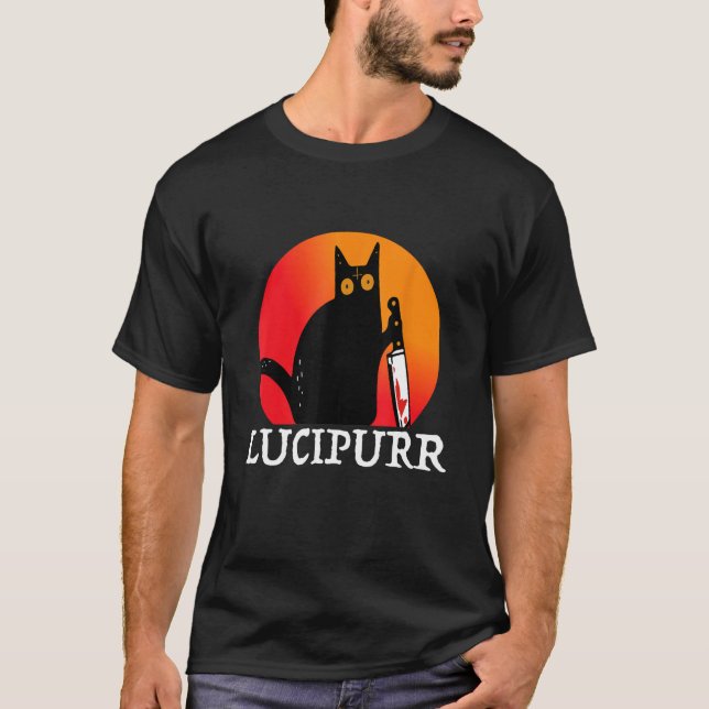 Lucifer Occult Satanic Cat Lucipurr Antichrist Bap T Shirt (Framsida)