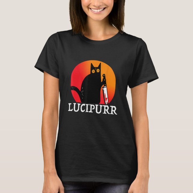 Lucifer Occult Satanic Cat Lucipurr Antichrist Bap T Shirt (Framsida)