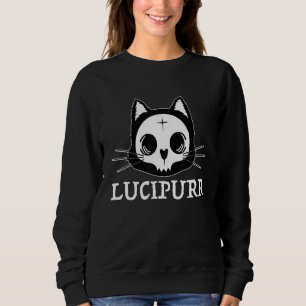 Lucifer Ockult Satanisk Katt Lucipurr Antikrist Ba T Shirt
