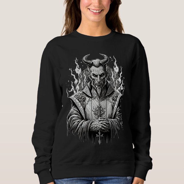 Lucifer Satan  Occult Beelzebub Demon T Shirt (Framsida)