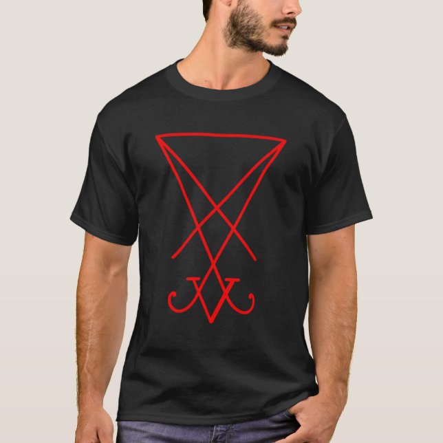 Lucifer Symbol Sigil - Luciferian 666 Occult Satan T Shirt (Framsida)