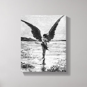 Lucifero Satan Djävulen Angel Charcoal Illustrati Canvastryck