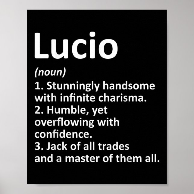 Lucio Definition Personlig Namn Funny Birthday Poster (Framsidan)
