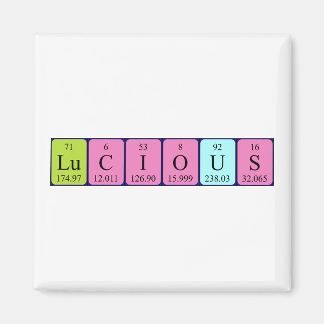 Lucious Perious bord namn magnet (Framsidan)