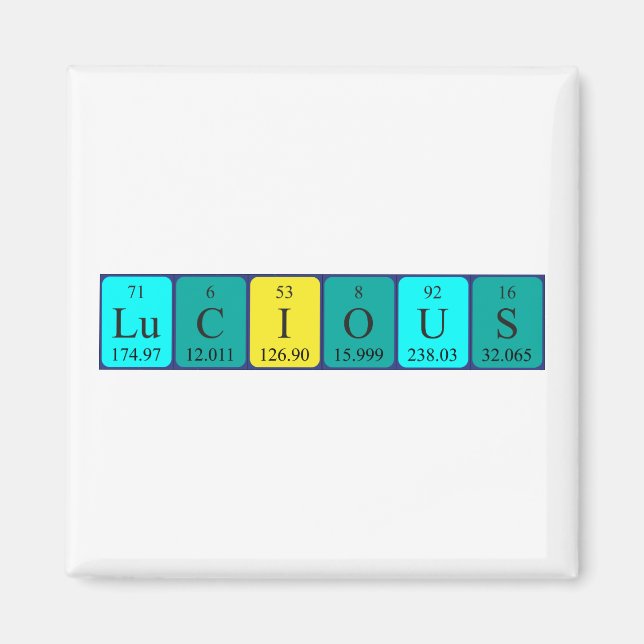 Lucious Perious bord namn magnet (Framsidan)