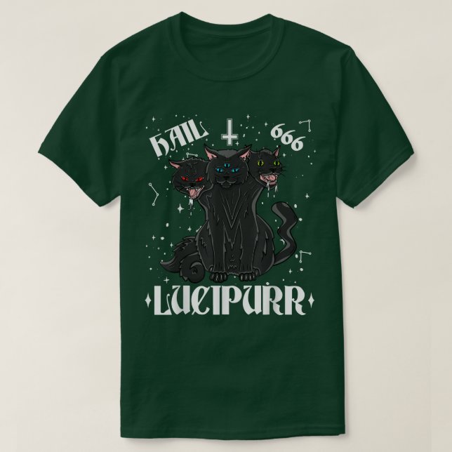 Lucipurr Hail Satan Occult Satanic Cat Cerberus Pe T Shirt (Design framsida)