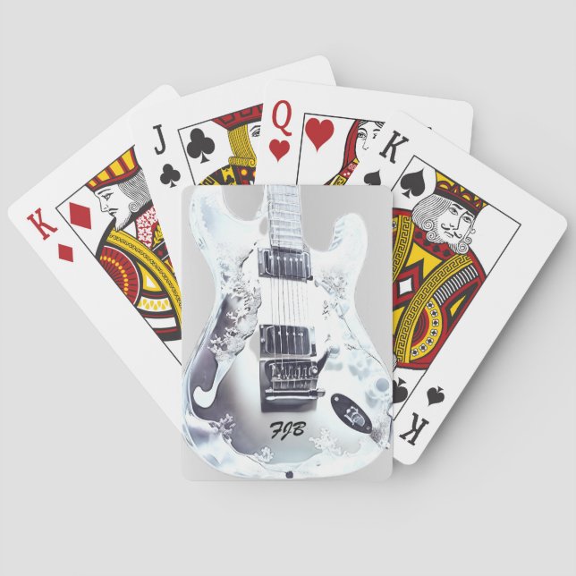 Lucite Guitar, Monogrammed Wedding Favor Casinokort (Baksidan)