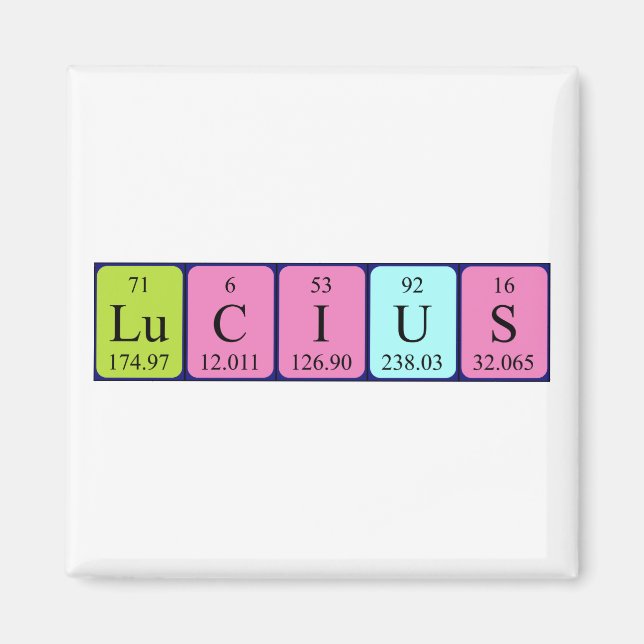 Lucius Perius bord namn magnet (Framsidan)