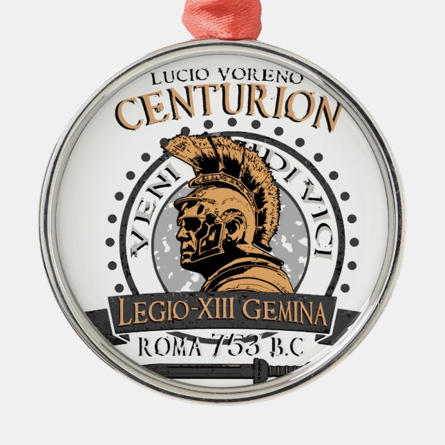 Lucius Voreno, berömd Roman Centurion Julgransprydnad Metall (Framsidan)