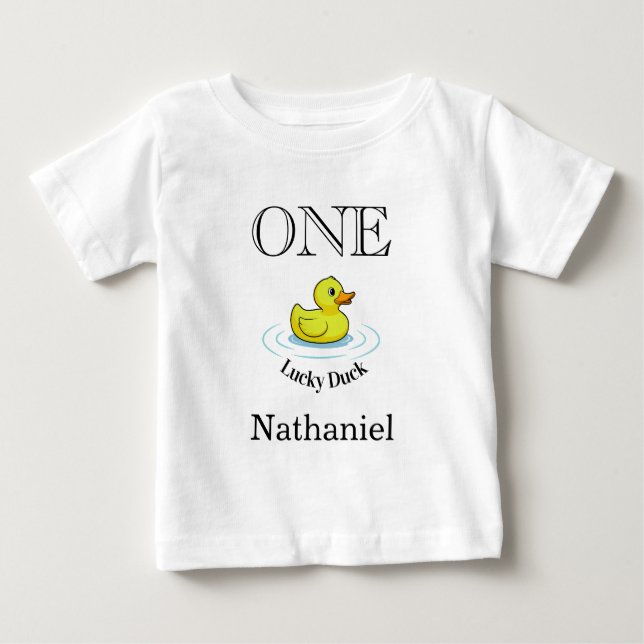 Luck Duck T-Shirt 1st Birthday Outfit (Framsida)