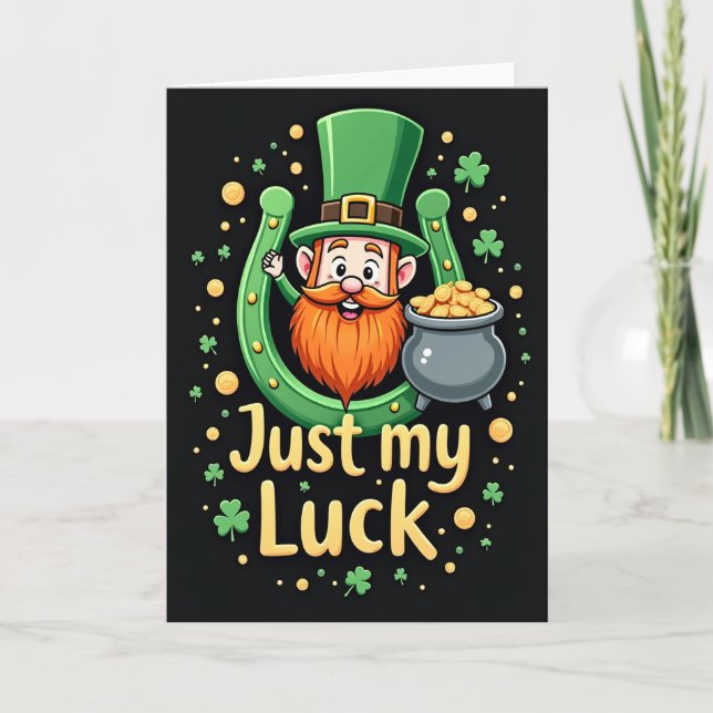 Luck Leprechaun Glitter Texture Card Kort (Framsida)