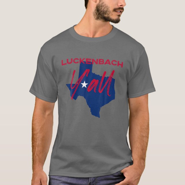 Luckenbach Texas Y'all TX Pride State Karta Cute T Shirt (Framsida)
