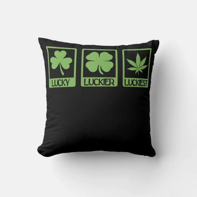 Luckier Luckiest ST PATRICKS DAY Ogräs Canabis Kudde (Framsida)