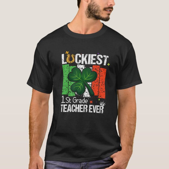Luckiest 1St Klass Lärare någonsin Coola Regbow St T Shirt (Framsida)