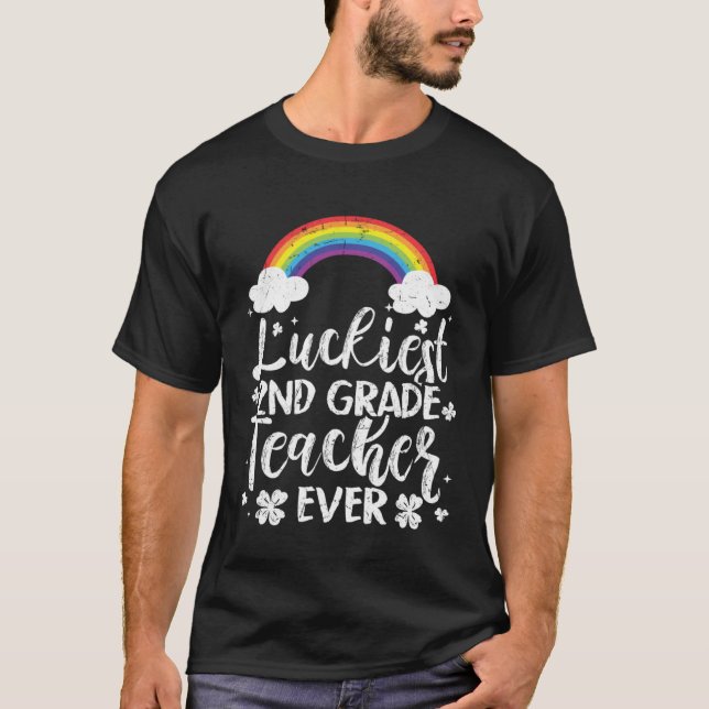 Luckiest 2nd Grade Teacher Ever Patricks Day Cute  T Shirt (Framsida)
