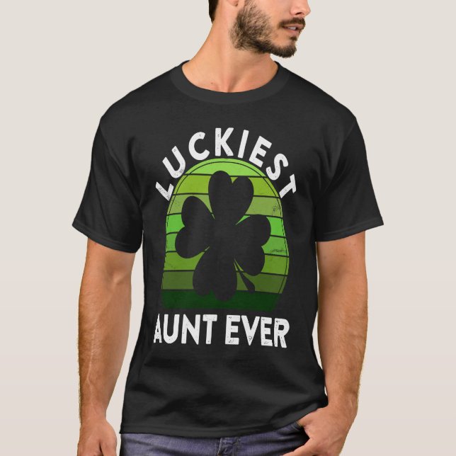 Luckiest Aunt Ever  Shamrock Sunset St Patricks Da T Shirt (Framsida)