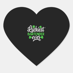 Luckiest Bartender Allnyj St patrick's day Sha Hjärtformat Klistermärke