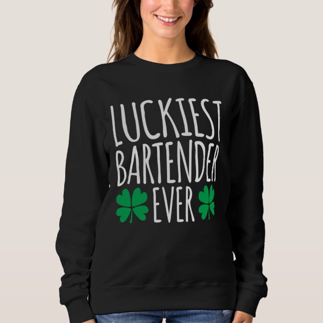 Luckiest Bartender Barkeeper Ever  St Patricks Day T Shirt (Framsida)