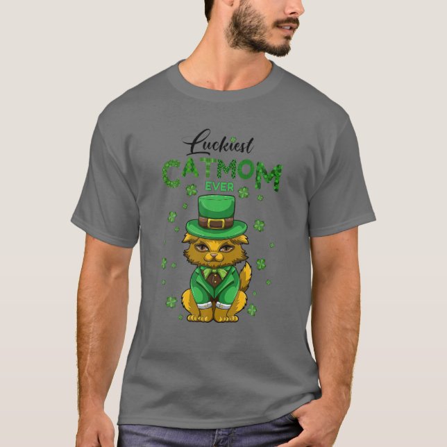 Luckiest Catmamma nånsin St Patrick Day Cat Lover T Shirt (Framsida)
