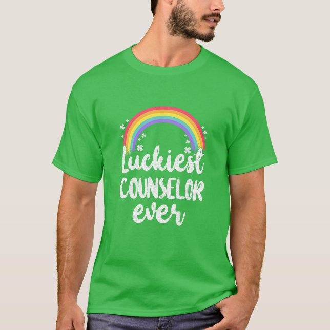 Luckiest Counselor Ever Rainbow Happy St Patricks T Shirt (Framsida)